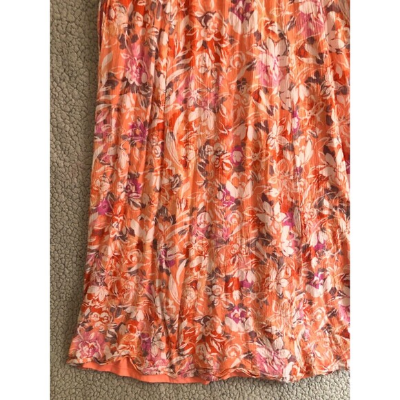 Torrid Women’s Size 0 (12 Large) Floral Maxi Dress Orange Pink Boho Crochet Trim - Picture 5 of 16